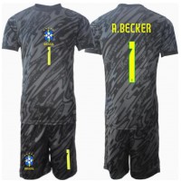 Stroje piłkarskie Brazylia Alisson Becker #1 Bramkarskie Koszulka Wyjazdowej dla dzieci Copa America 2024 Krótki Rękaw (+ szorty)